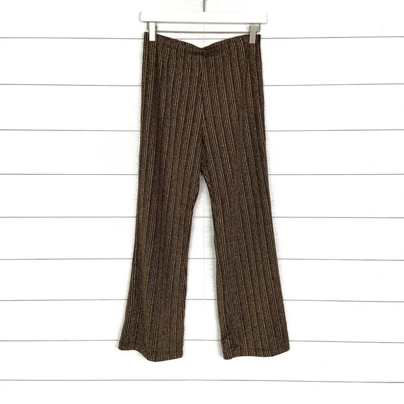 REFORMATION Alix Pant Black Gold Sparkle Metallic Shimmer Crop Kick Flare Medium - Picture 2 of 6